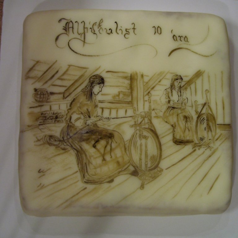 Marsipanterta, handmáluð