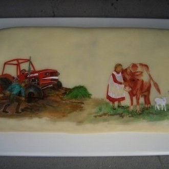 Marsipanterta, handmáluð