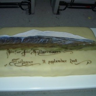 Marsipanterta, handmáluð