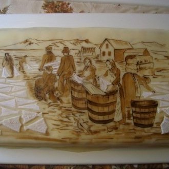 Marsipanterta, handmáluð