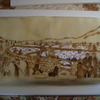 Marsipanterta, handmáluð