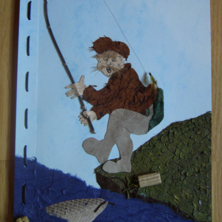 Myndanr. Z24 Gestabók veiðimannsins, skreytt með roði og fleiru