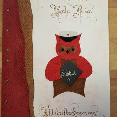 Myndanr. Z20 Stúdentsgestabók, skreytt með roði.  Stæðrð A4. Marmarakarton 10 blöð með forsíðu.