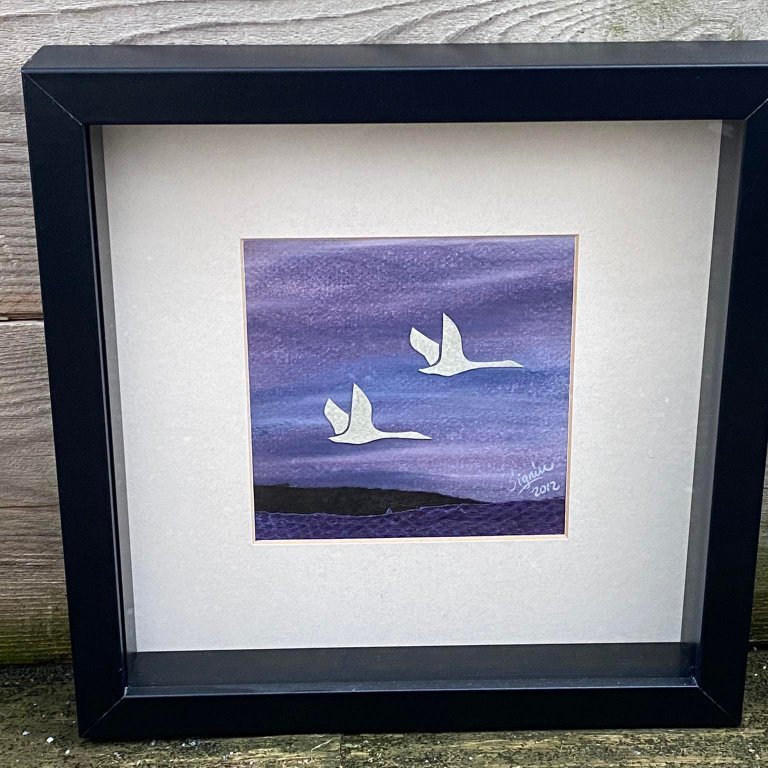 Vörunr. M2012-11 Þurrpastel og laxaroð, Stærð 25x25 cm Verð. 5.500,-  seld.