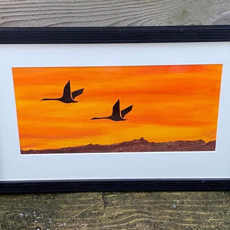 Vörunr. M2016-39 þurrpastel, laxaroð og heimagerðurpappír. Stærð 25x30 cm.   Verð. 15.000,-  seld.