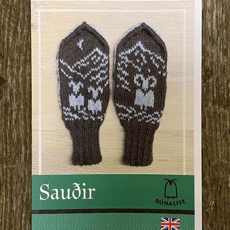 Uppskrift af dömuvettlingum fyrir sauða- eða lambaband.  Verð kr. 1200.- sendum frítt hvert á land sem er.  Veittur er 10% afsláttur ef keyptar eru 3 uppskriftir eða fleiri. Fáanleg á íslenksu, ensku, þýsku og dönsku.